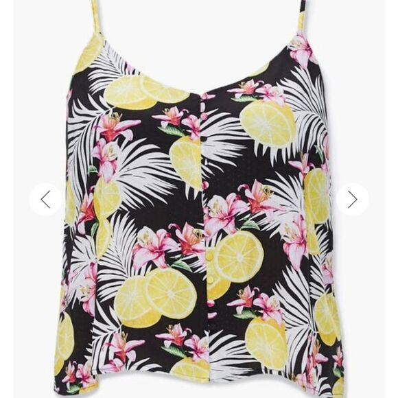 2/$25🆕️ Forever 21 Plus Size Black Pink Lemon Tropical Print Camisole Tank Top - Picture 4 of 8